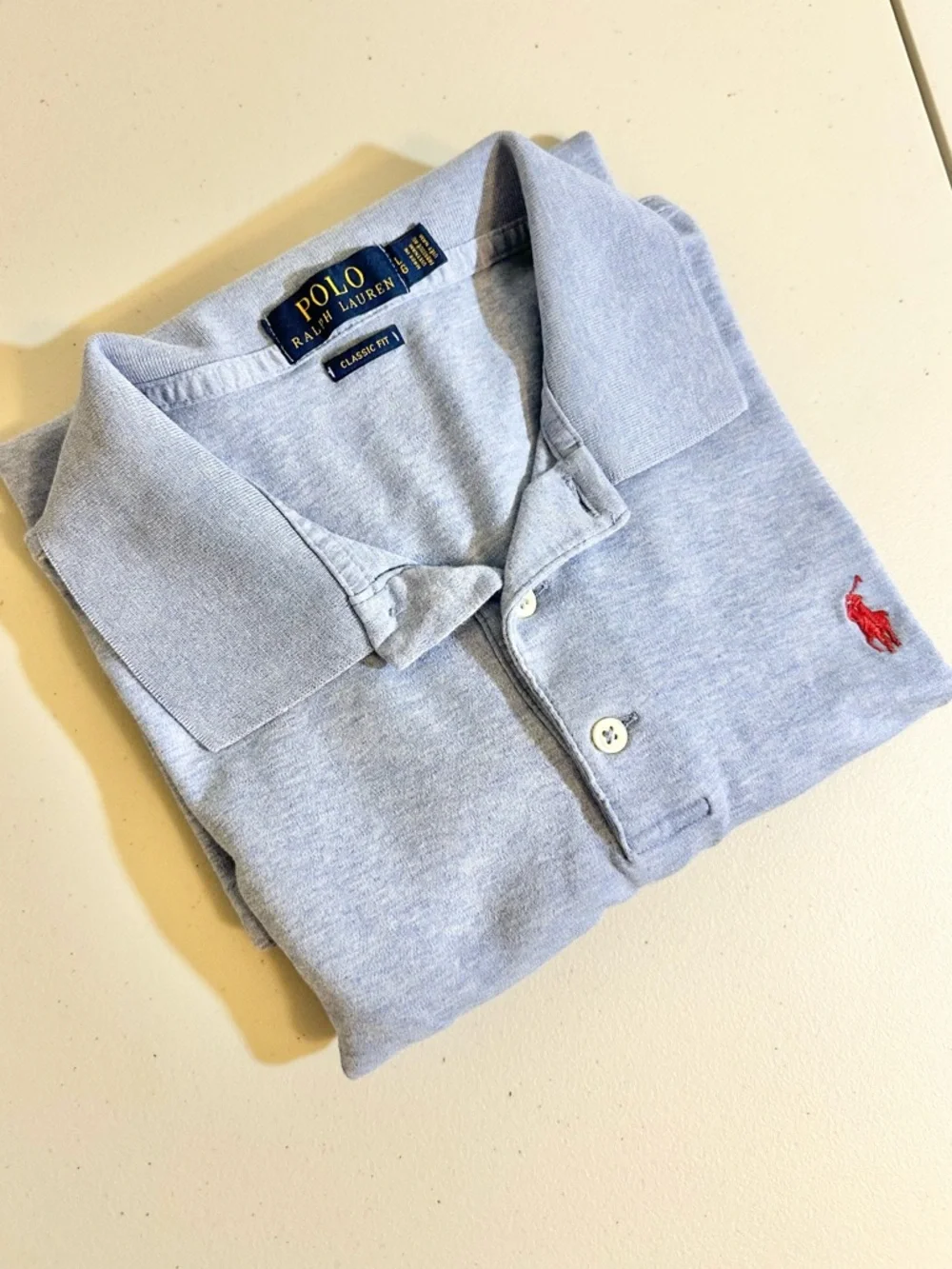 Polo by Ralph Lauren Heather Light Blue Polo Large Red Pony Short Sleeve Preppy